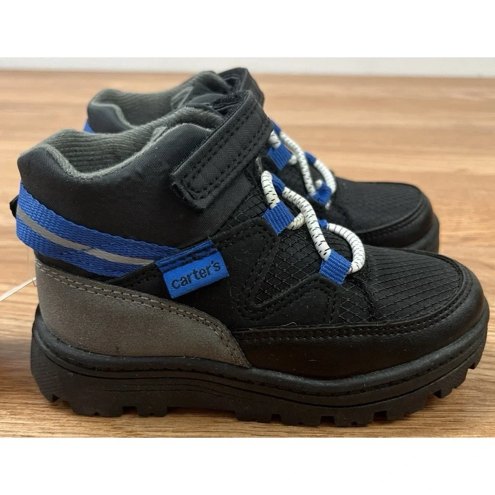 Carter's Hart Winter Boots Toddler Boys Size 8 Black Hook & Loop Closure NEW